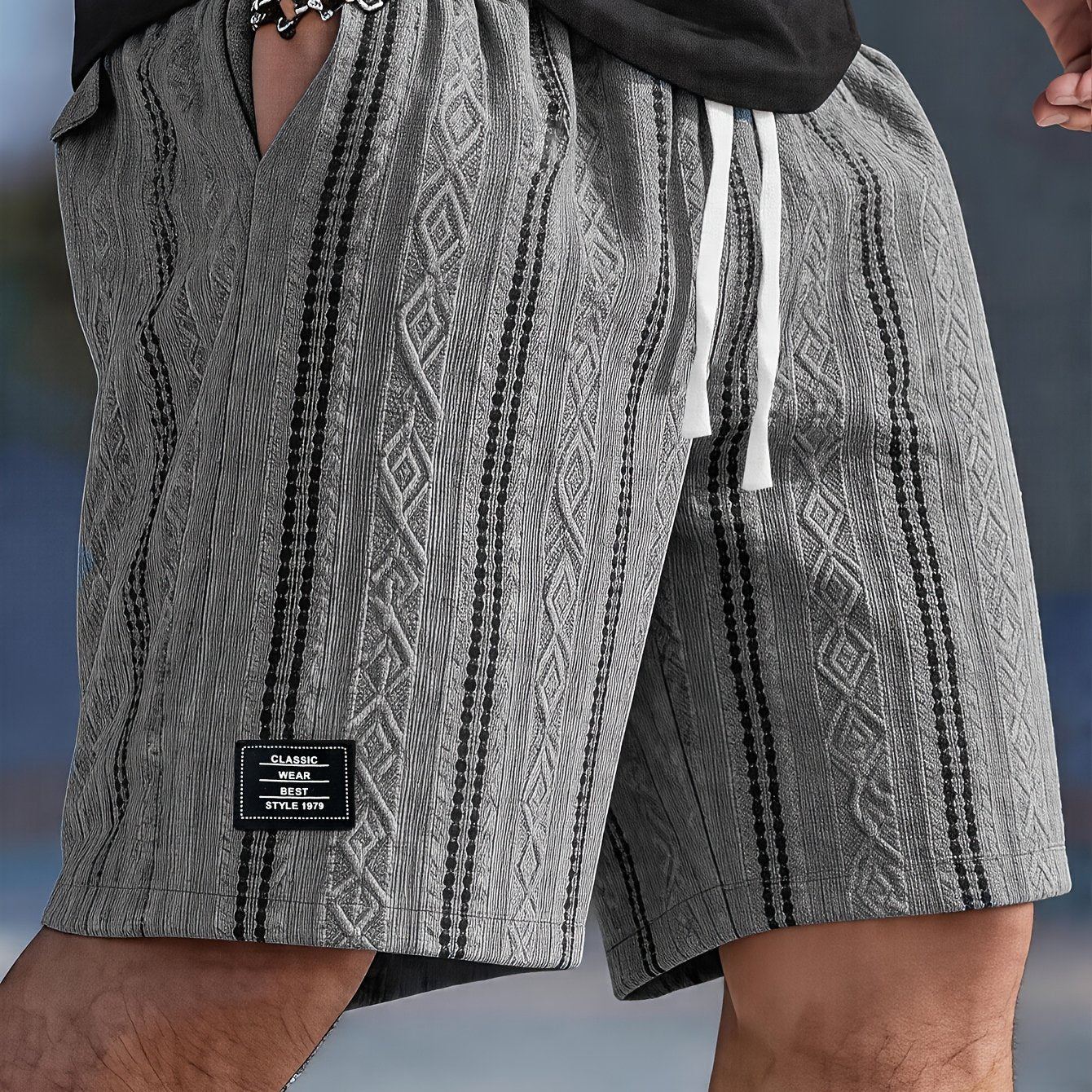 Varenzo Geometric Knit Bermuda Shorts