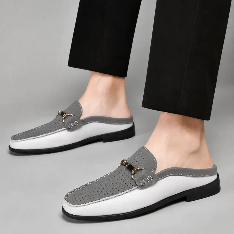 Lazaro Perforated Leather Mule Loafers