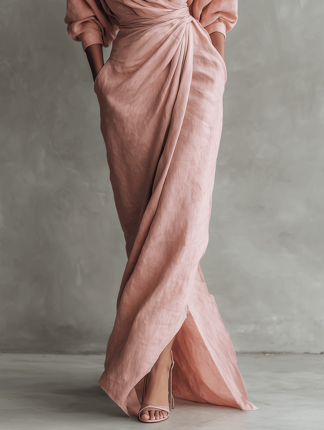 Oliardi Karen V-Neck Minimalist Maxi Dress