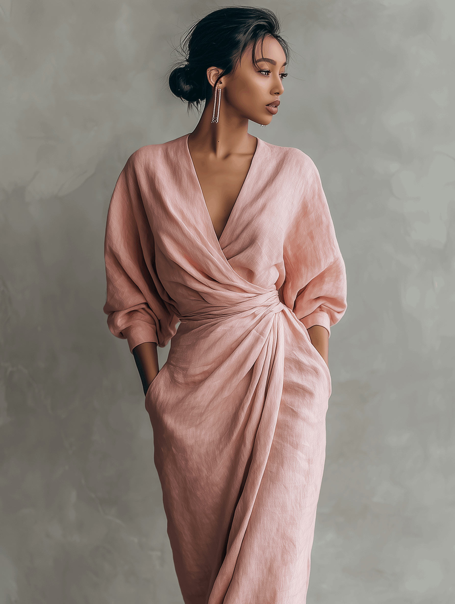 Oliardi Karen V-Neck Minimalist Maxi Dress