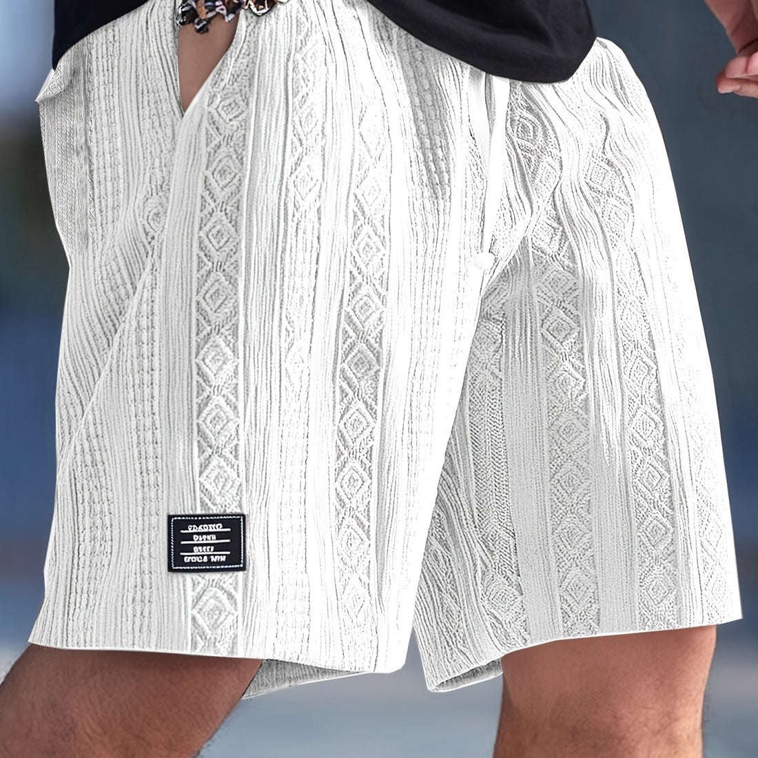 Varenzo Geometric Knit Bermuda Shorts