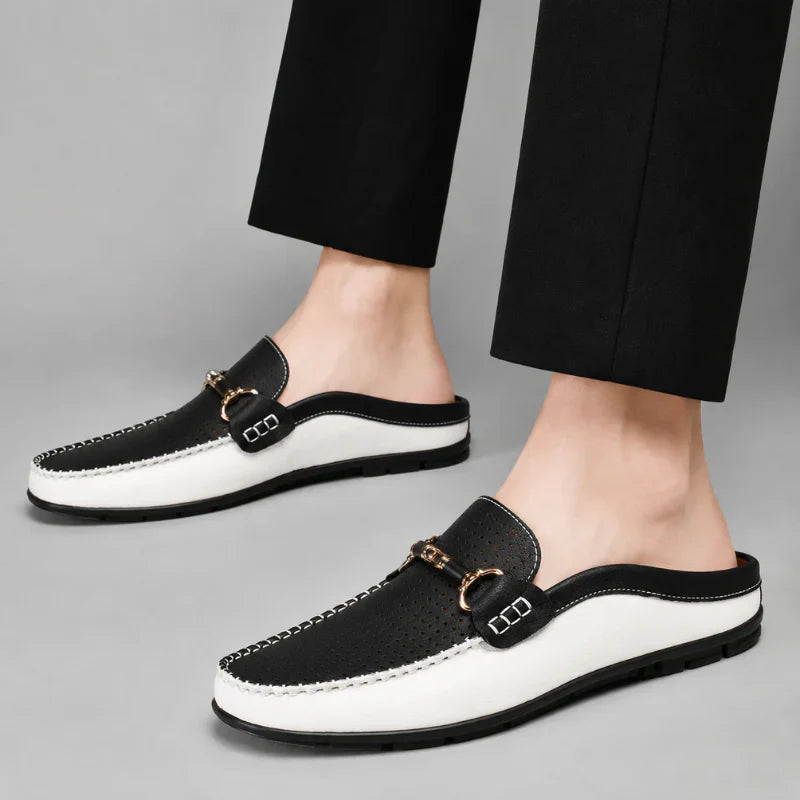Lazaro Perforated Leather Mule Loafers