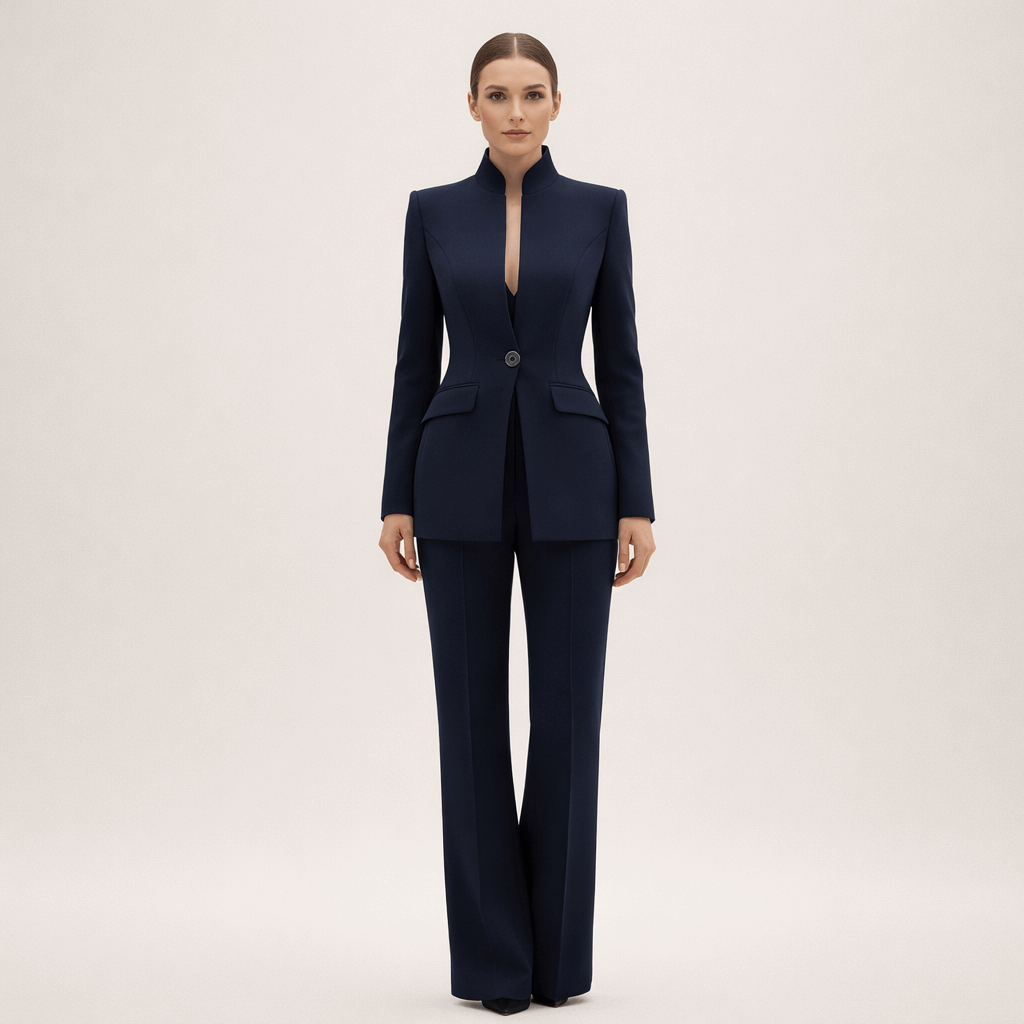 Oliardi Adrienne Stand-Collar Blazer Trouser Set