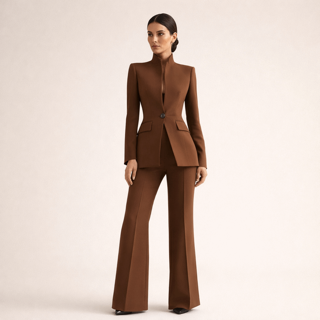 Oliardi Adrienne Stand-Collar Blazer Trouser Set