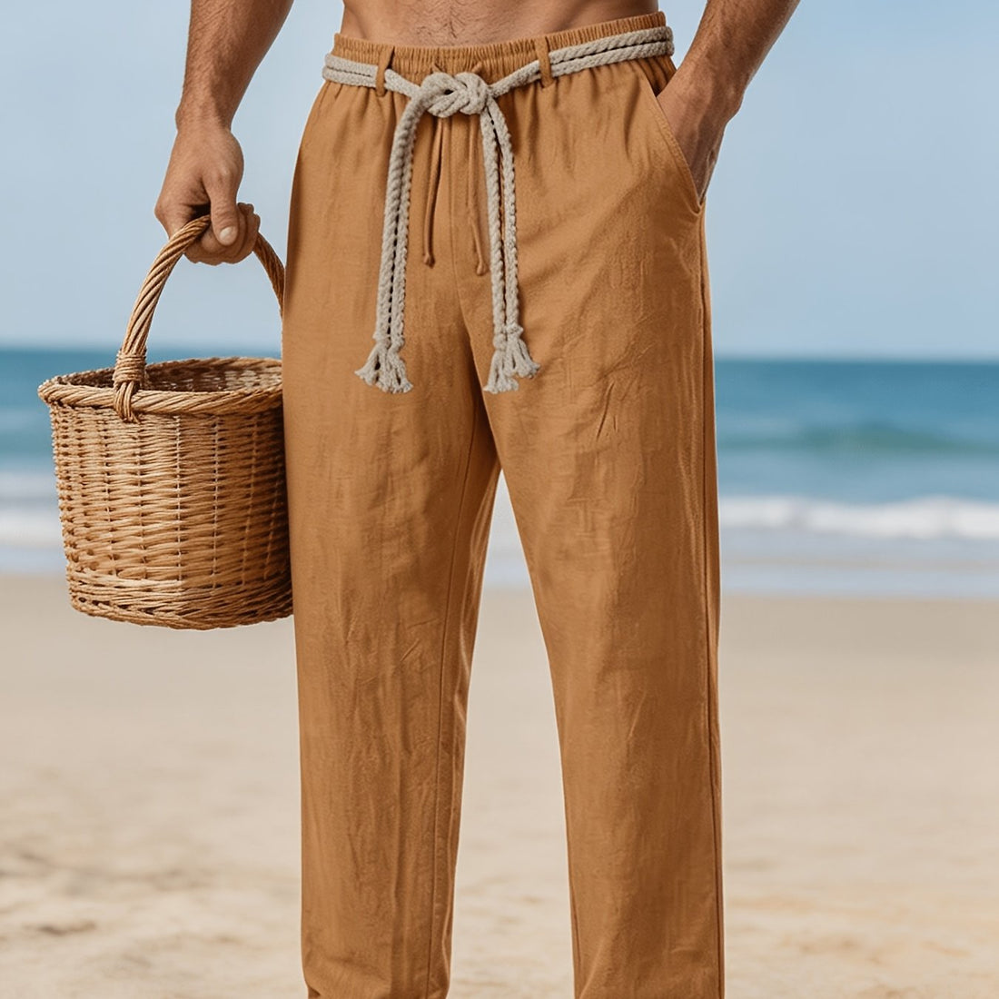 Marvello Linen Drawstring Trousers