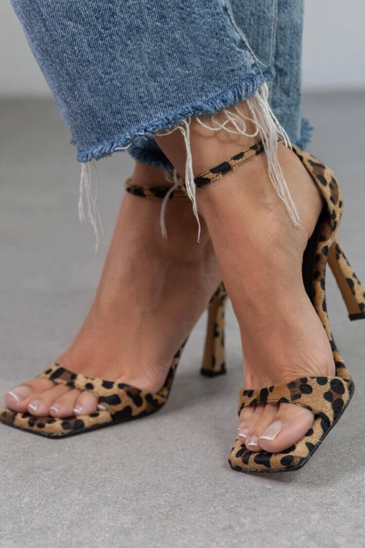 Oliardi Cady Animal Print Ankle-Strap Heels