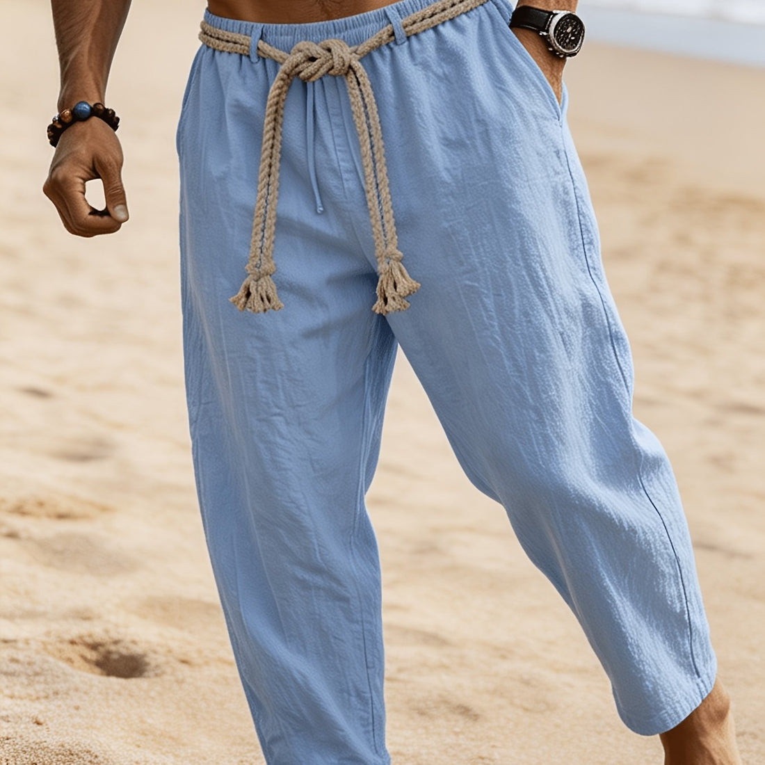 Marvello Linen Drawstring Trousers
