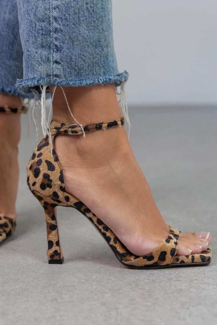 Oliardi Cady Animal Print Ankle-Strap Heels