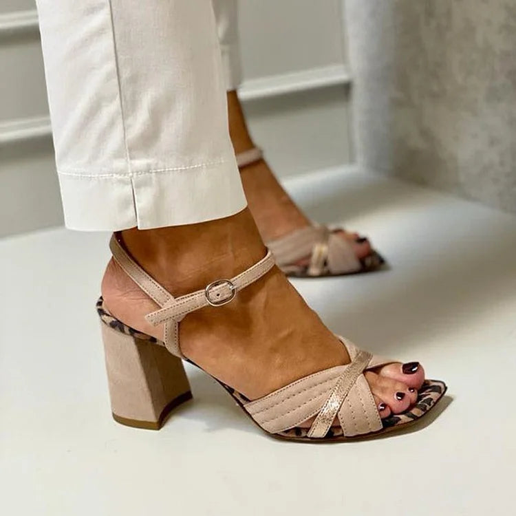 Oliardi Lorrie Cross-Band Heel Sandals