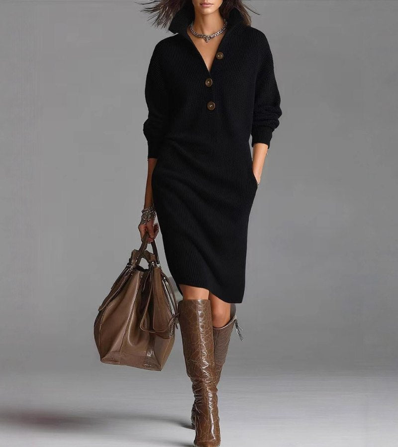 Oliardi Emily Over-Knee Knit Sweater Dress