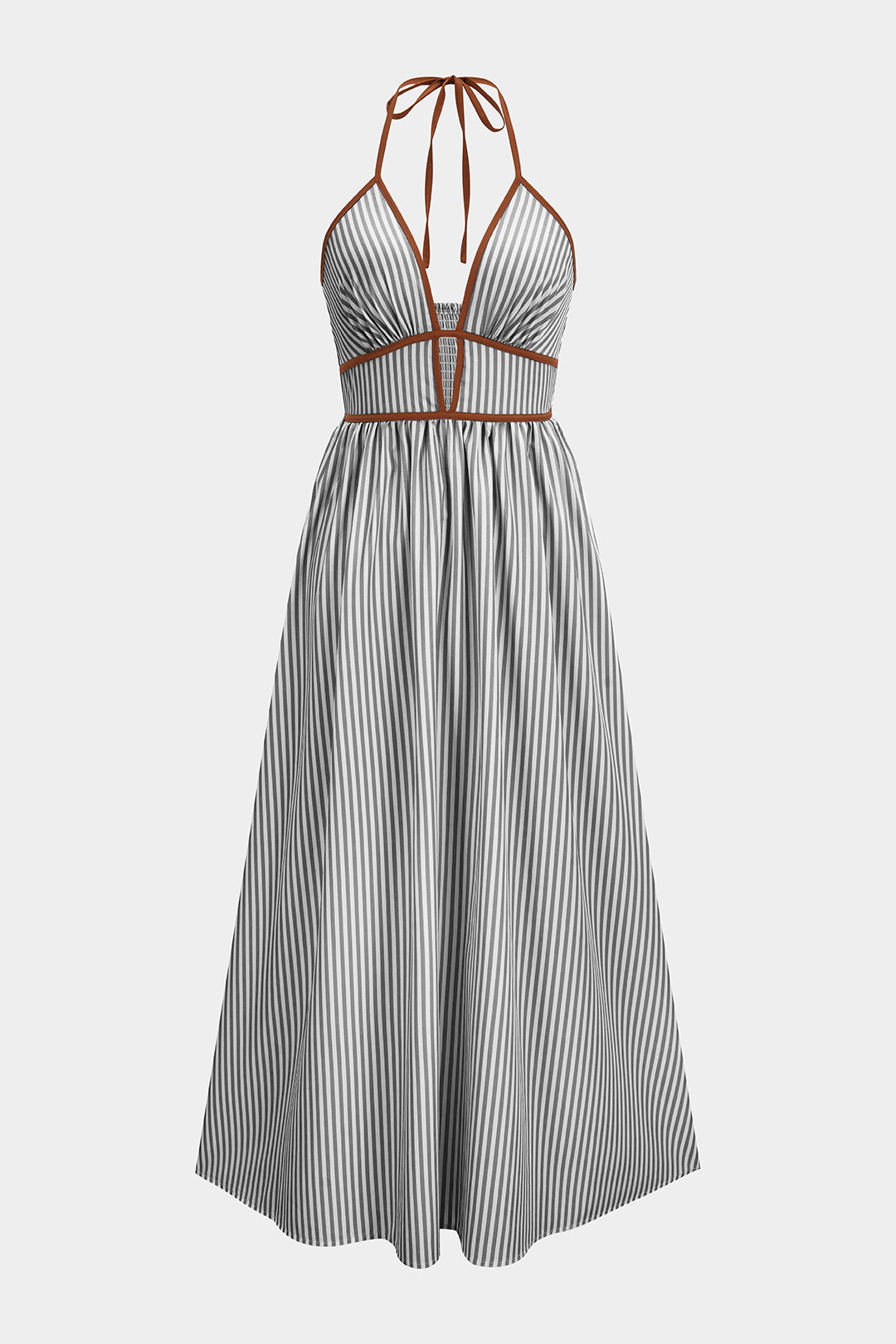 Lunara Striped Halter Maxi Dress