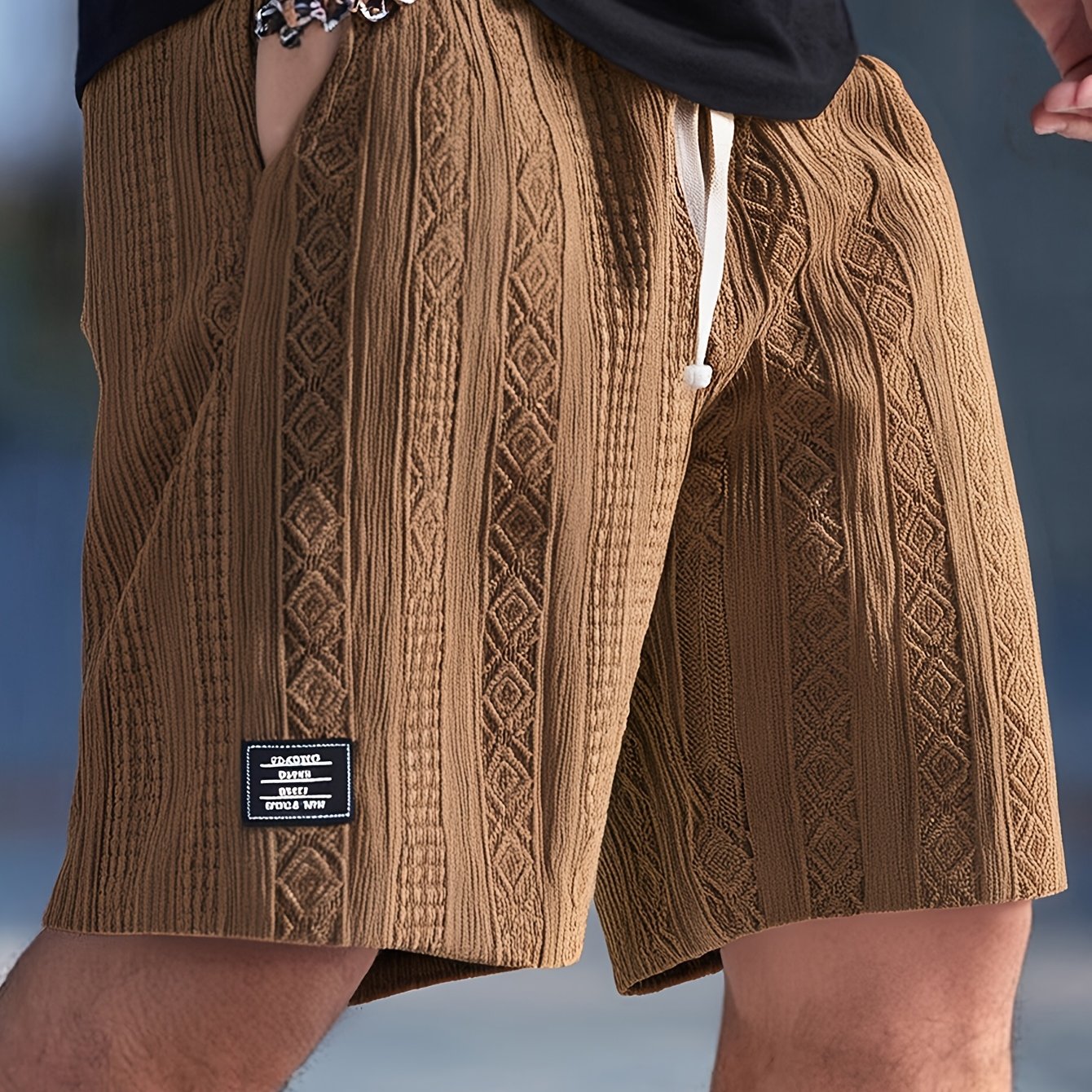 Varenzo Geometric Knit Bermuda Shorts
