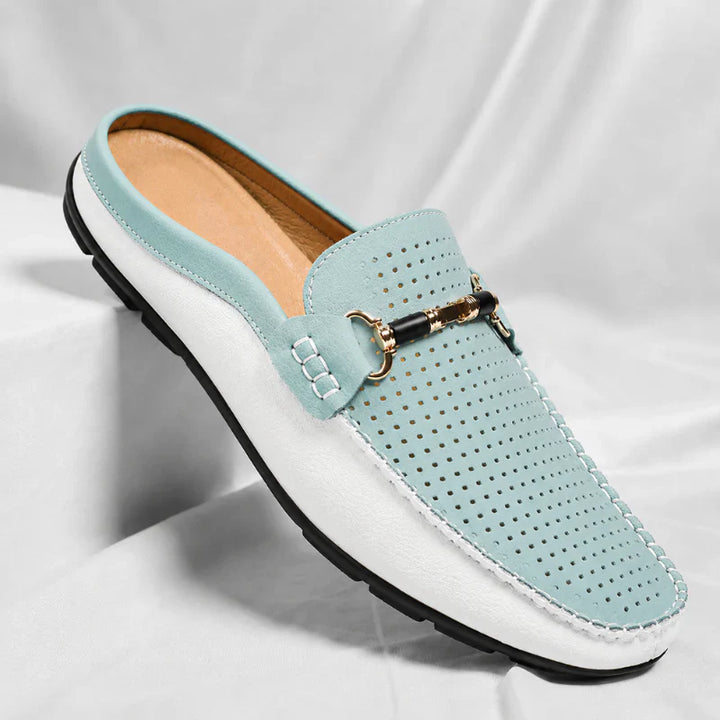 Lazaro Perforated Leather Mule Loafers