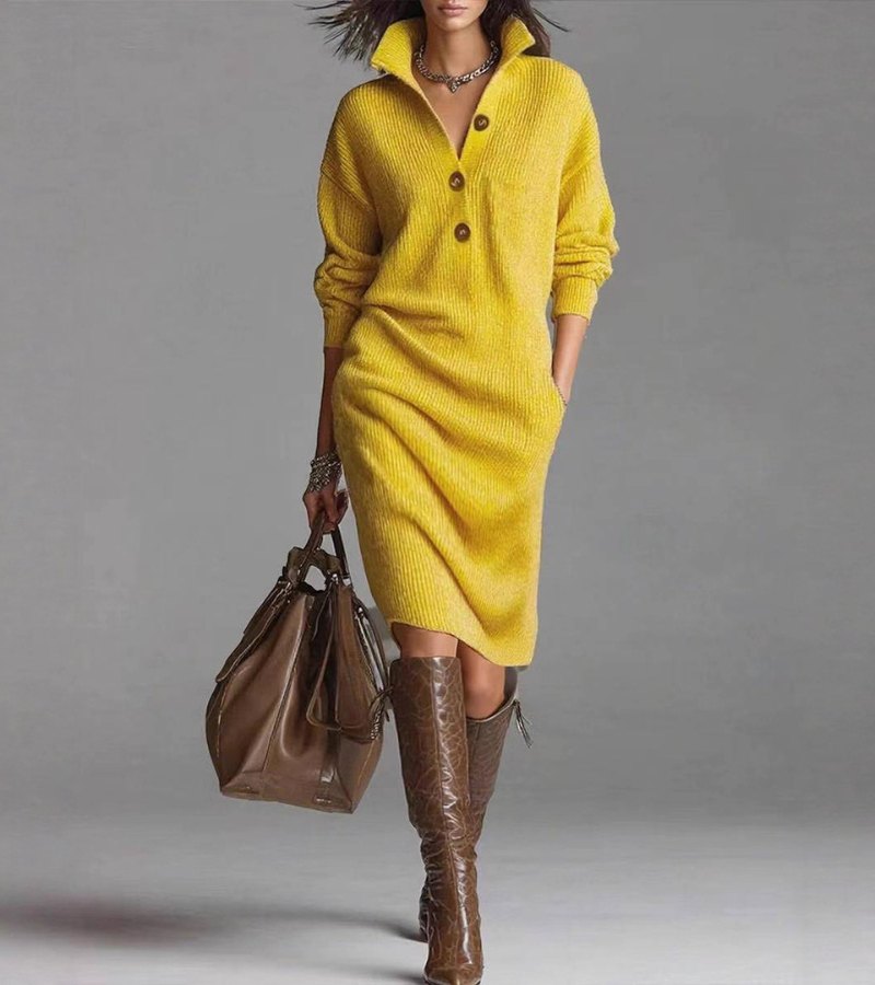 Oliardi Emily Over-Knee Knit Sweater Dress