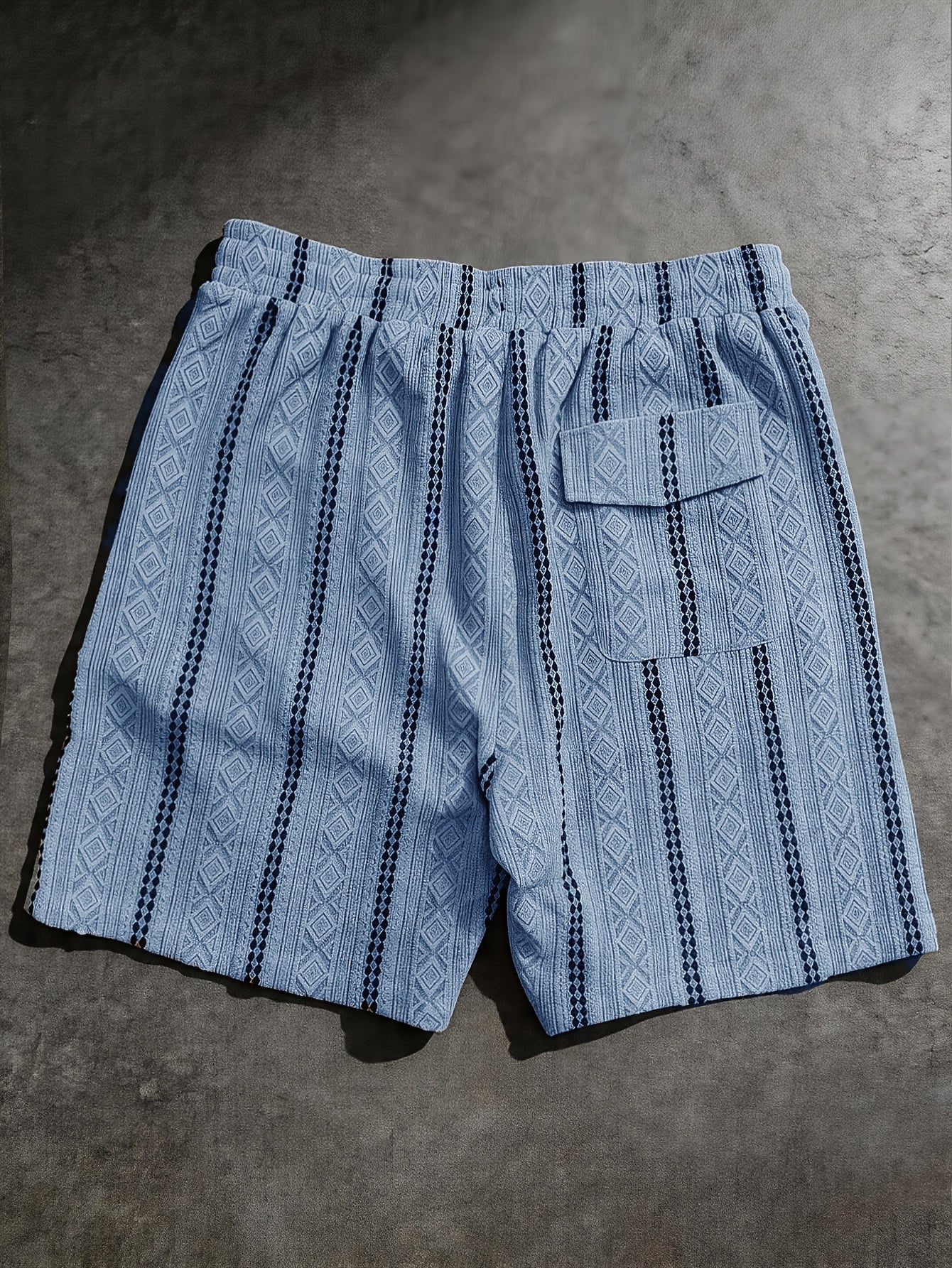 Varenzo Geometric Knit Bermuda Shorts