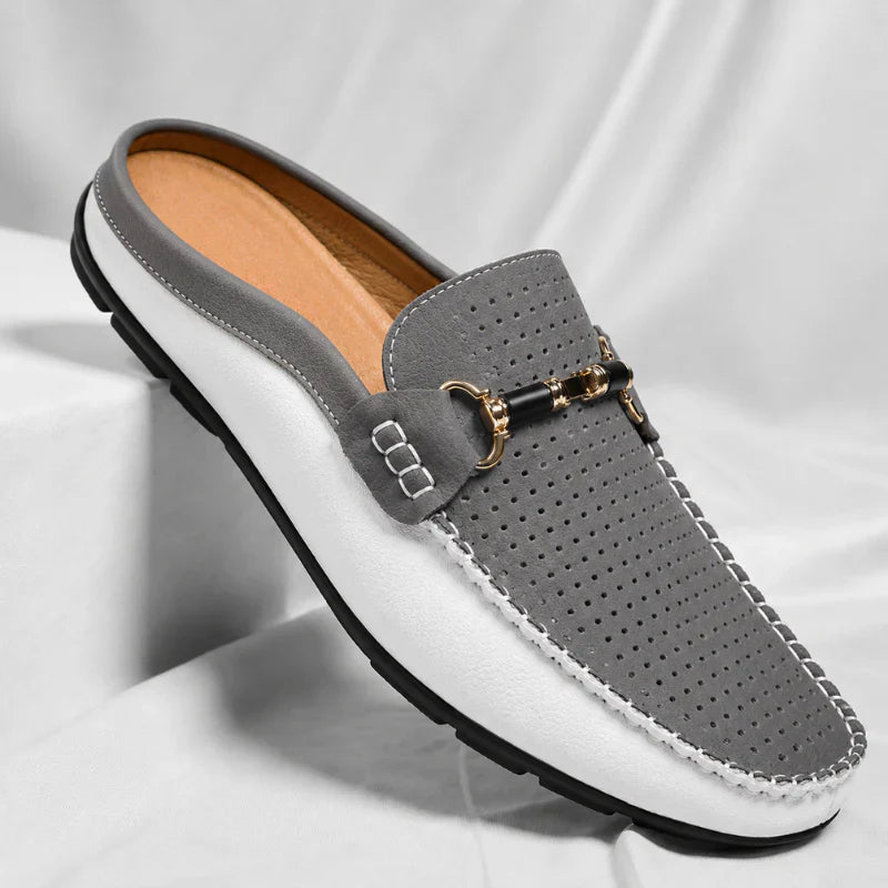 Lazaro Perforated Leather Mule Loafers