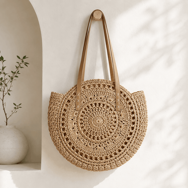 Sorella Round Woven Straw Tote Bag