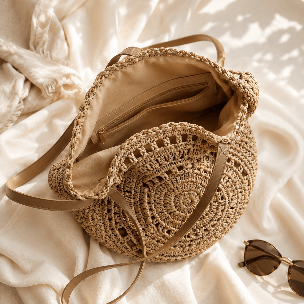 Sorella Round Woven Straw Tote Bag