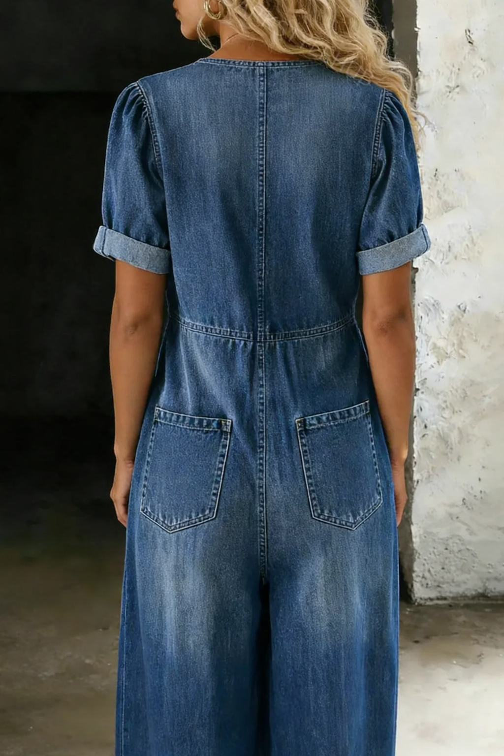 Viora V-Neck Denim Jumpsuit