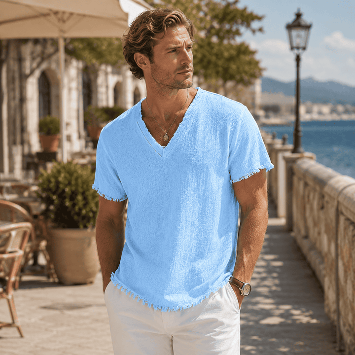 Averio Raw-Hem Linen Shirt