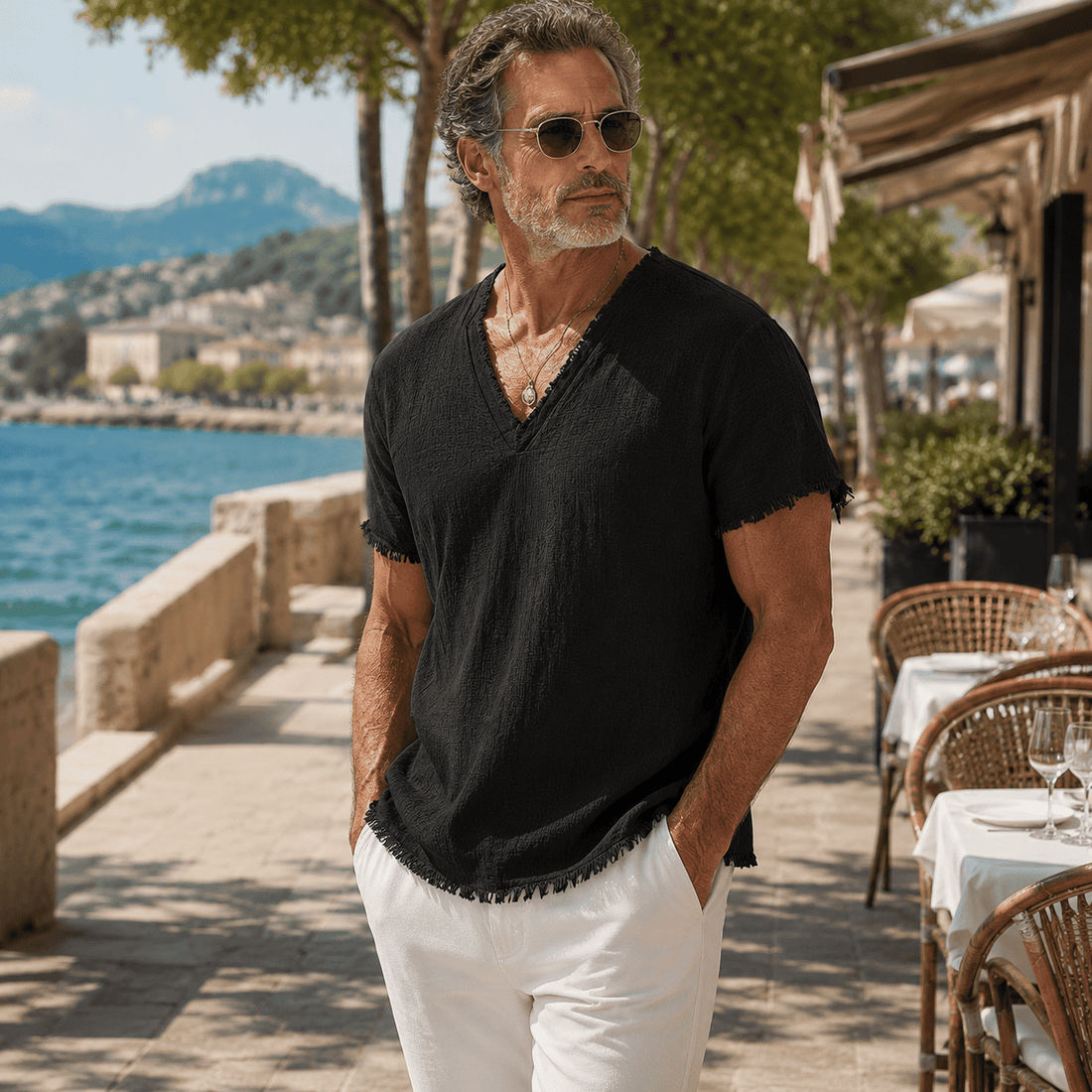 Averio Raw-Hem Linen Shirt