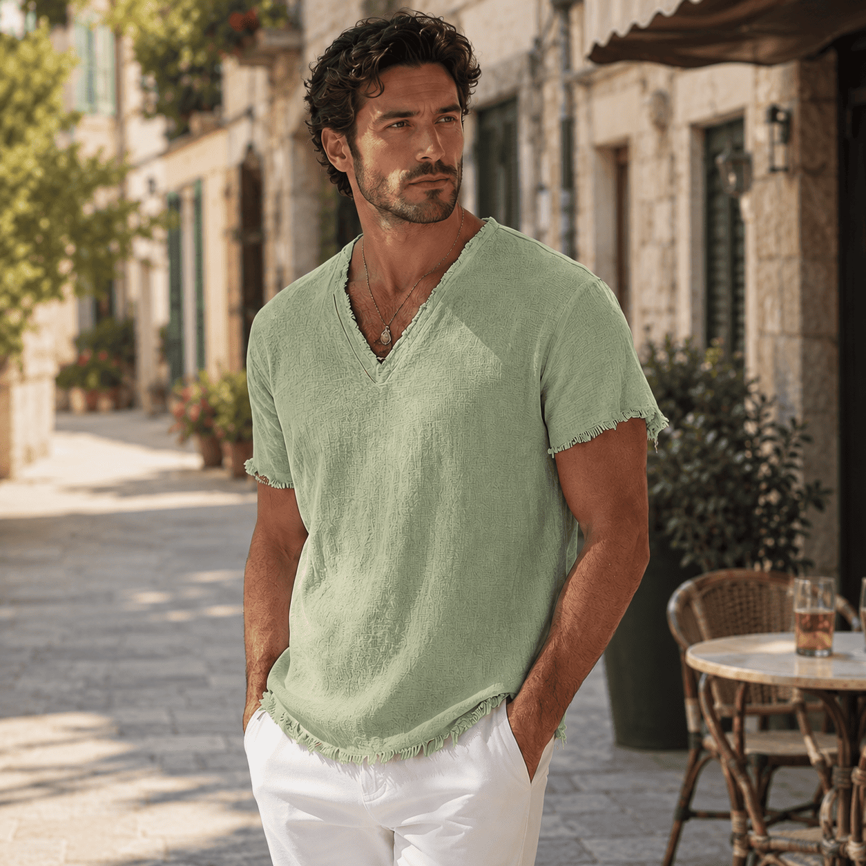 Averio Raw-Hem Linen Shirt