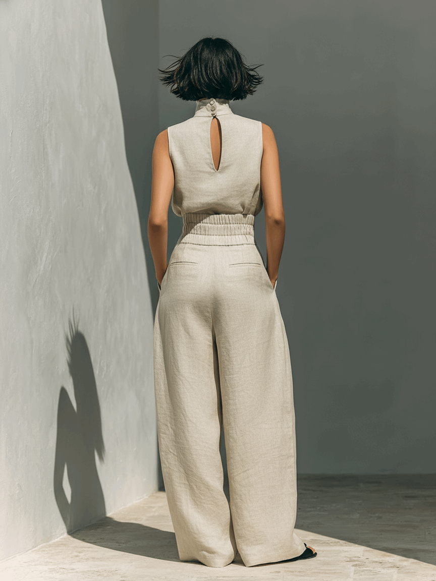 Oliardi Anna Cotton-Linen Wide-Leg Co-Ord