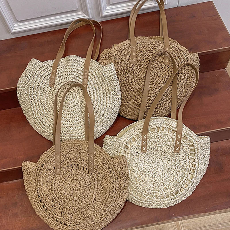 Sorella Round Woven Straw Tote Bag