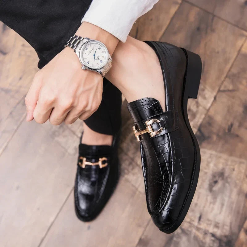 Oliardi Bernardo Leather Buckle Loafers