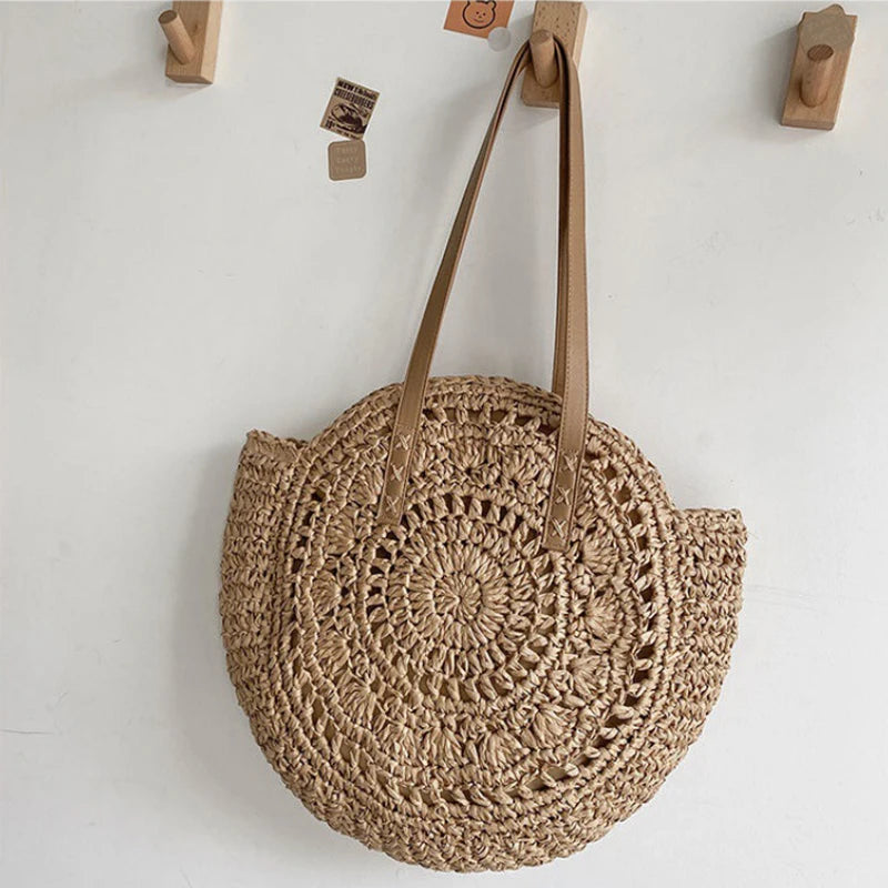 Sorella Round Woven Straw Tote Bag