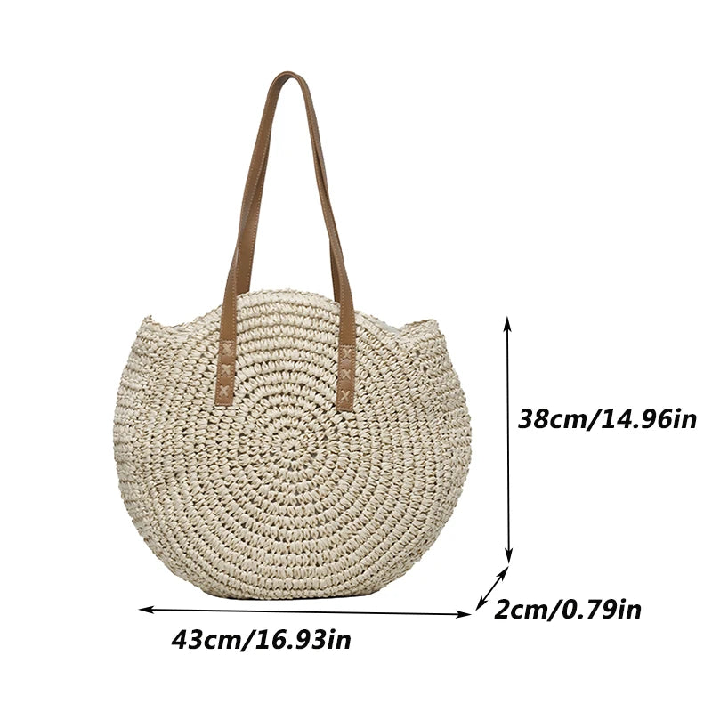 Sorella Round Woven Straw Tote Bag