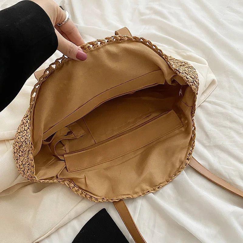 Sorella Round Woven Straw Tote Bag