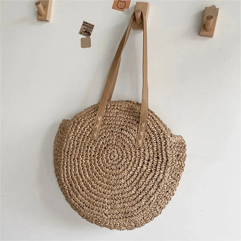 Sorella Round Woven Straw Tote Bag