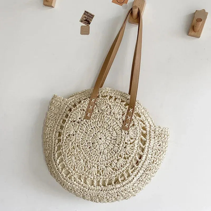 Sorella Round Woven Straw Tote Bag
