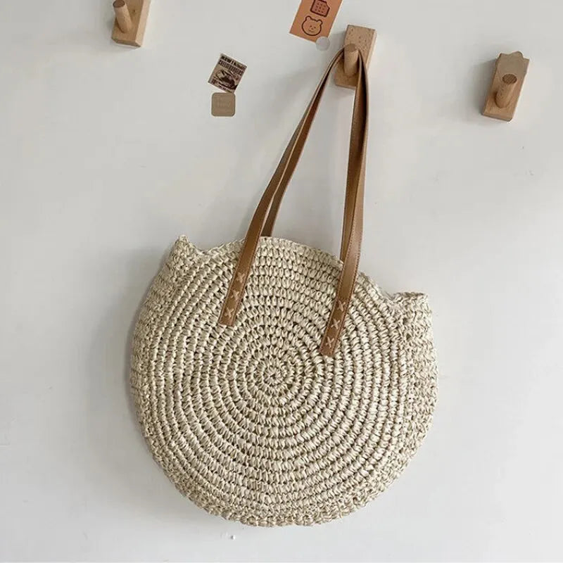 Sorella Round Woven Straw Tote Bag