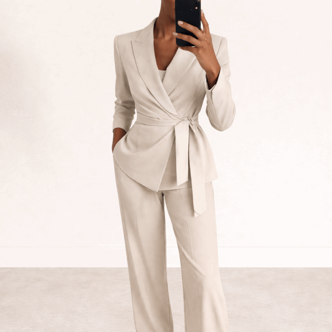 Oliardi Celeste Belted Blazer Wide-Leg Set