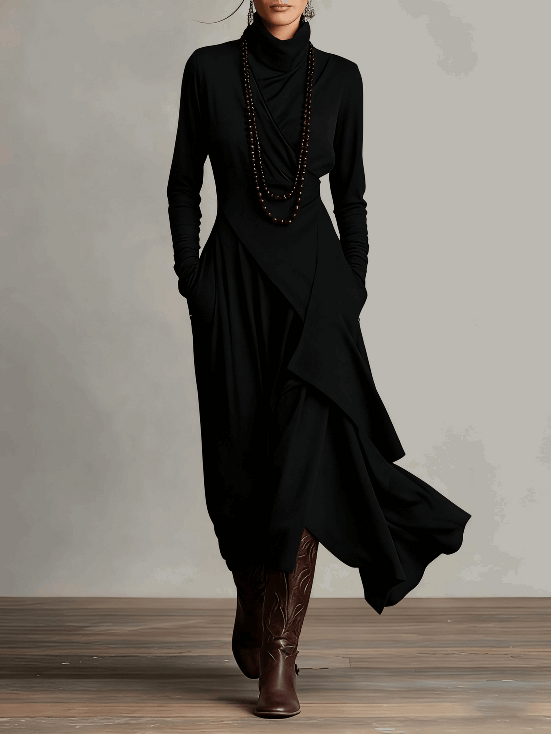 Oliardi Luna Draped Silhouette Maxi Dress