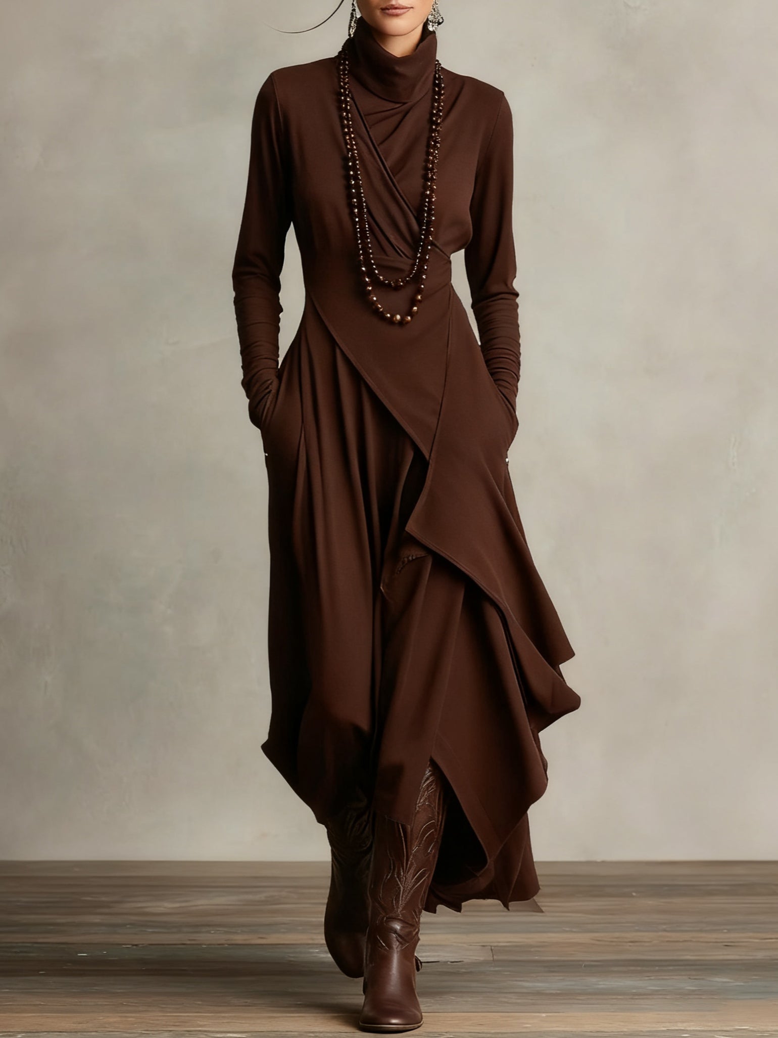 Oliardi Luna Draped Silhouette Maxi Dress