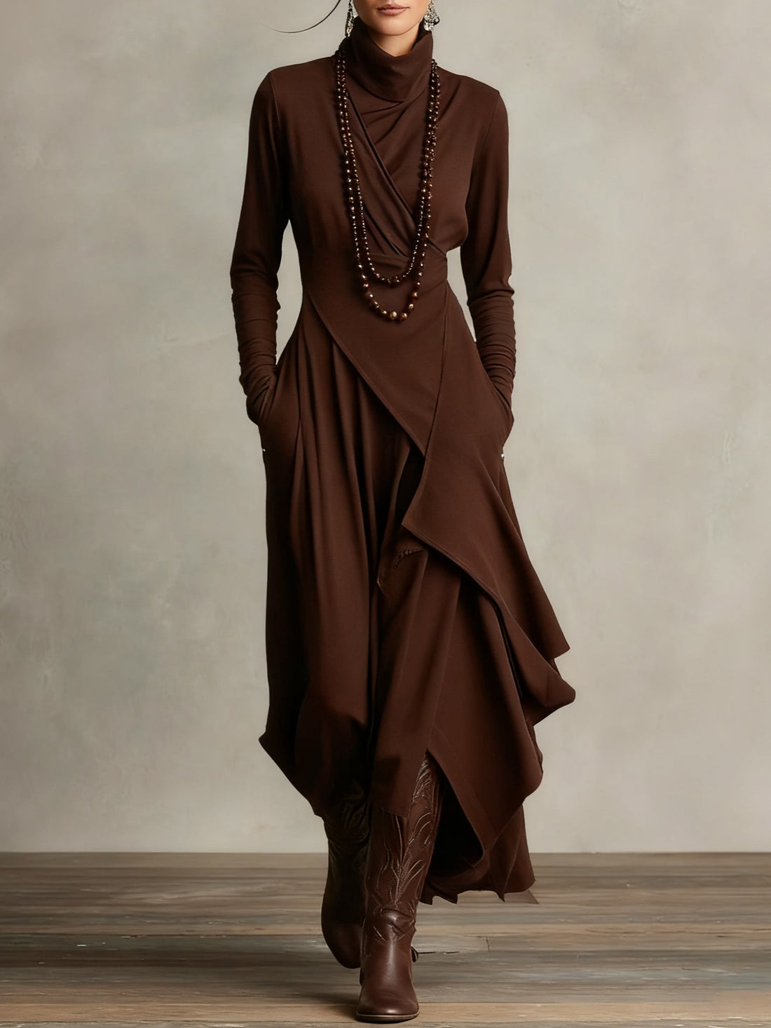 Oliardi Luna Draped Silhouette Maxi Dress