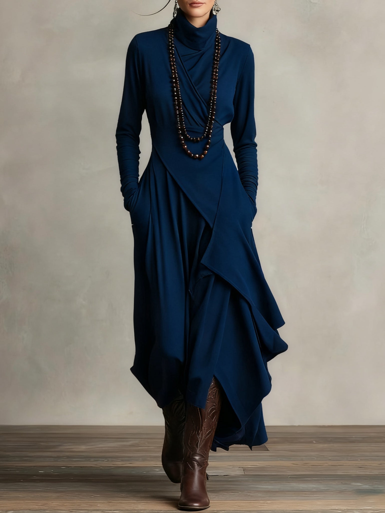 Oliardi Luna Draped Silhouette Maxi Dress