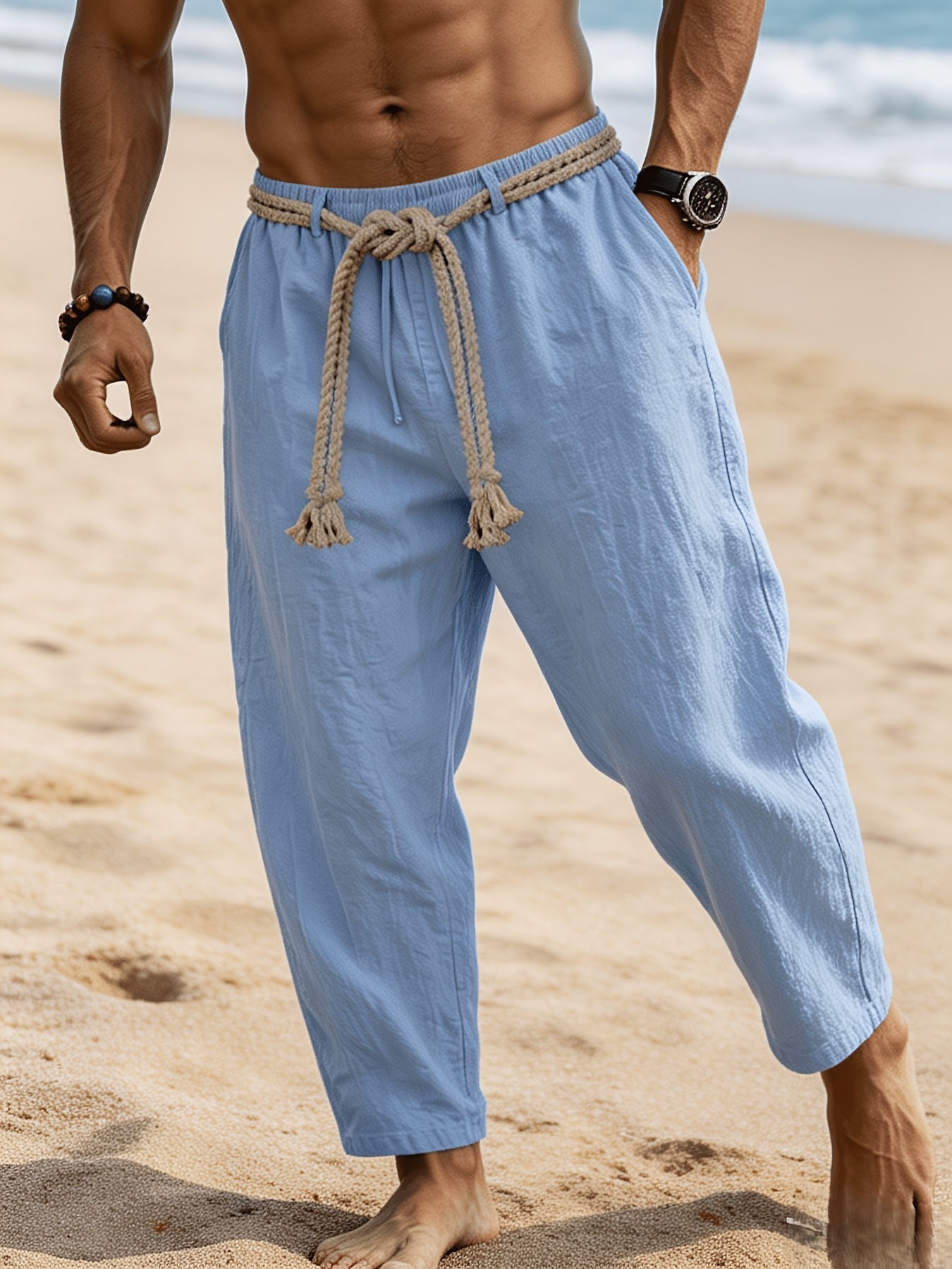 Marvello Linen Drawstring Trousers