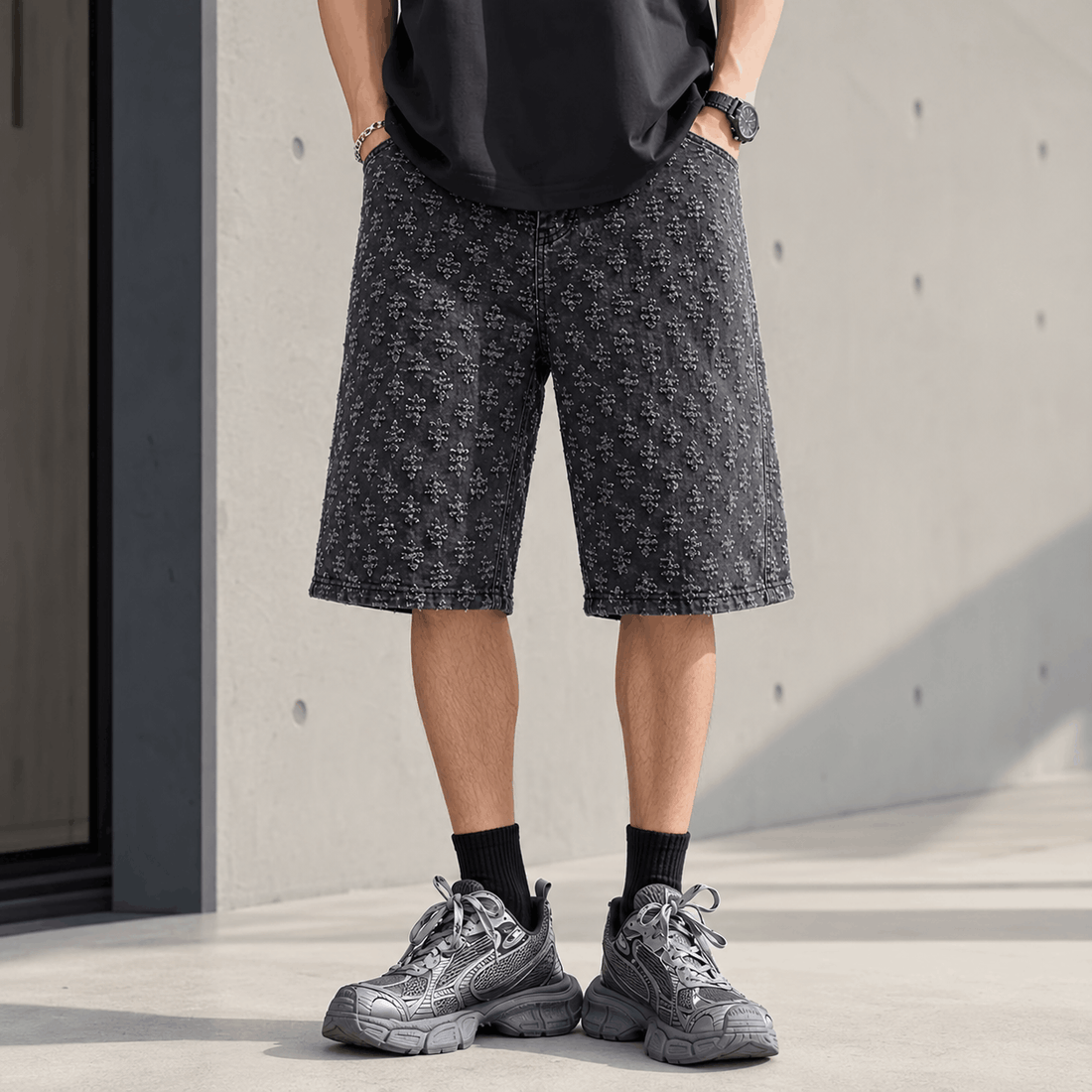 Valdoro Floral Denim Bermuda Shorts