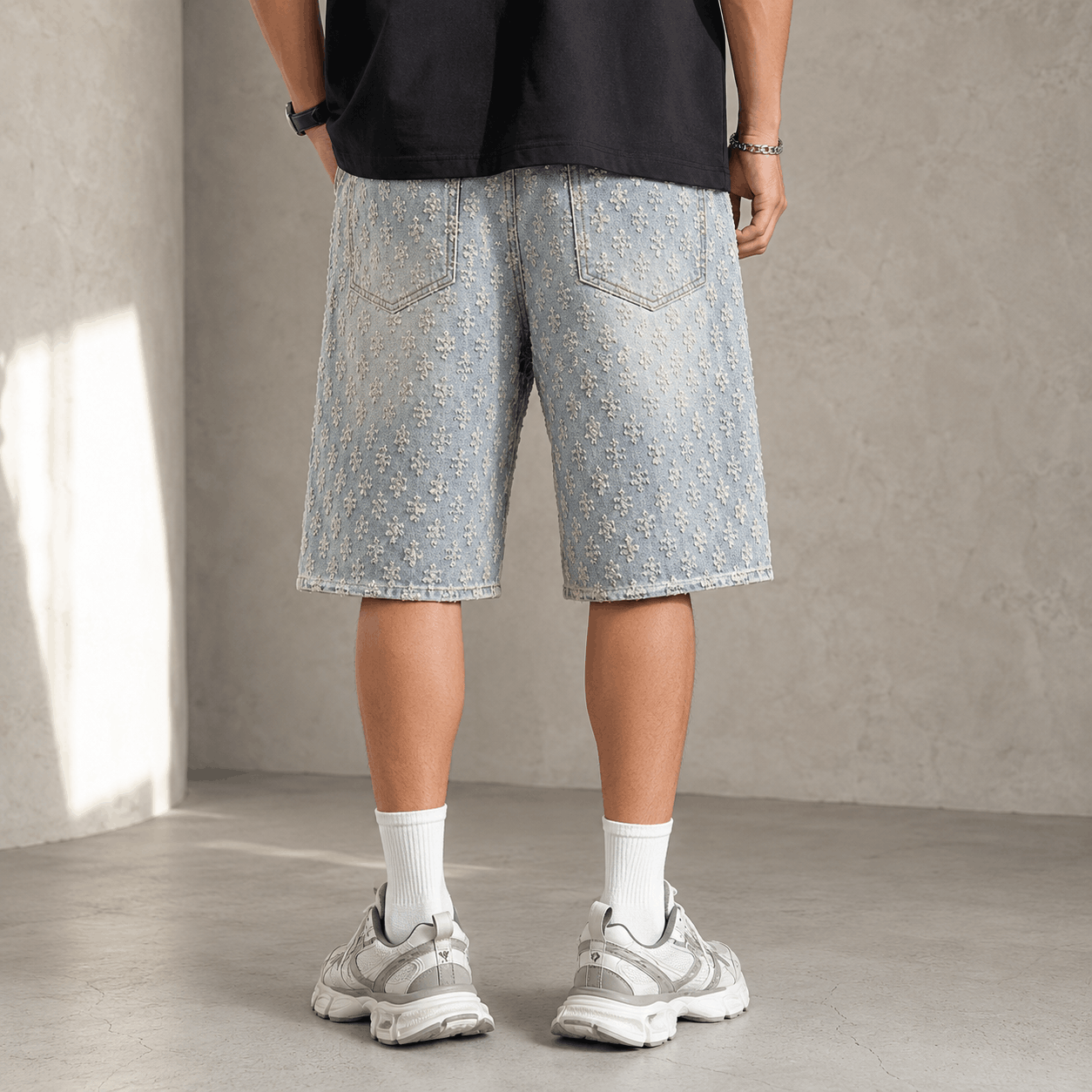 Valdoro Floral Denim Bermuda Shorts