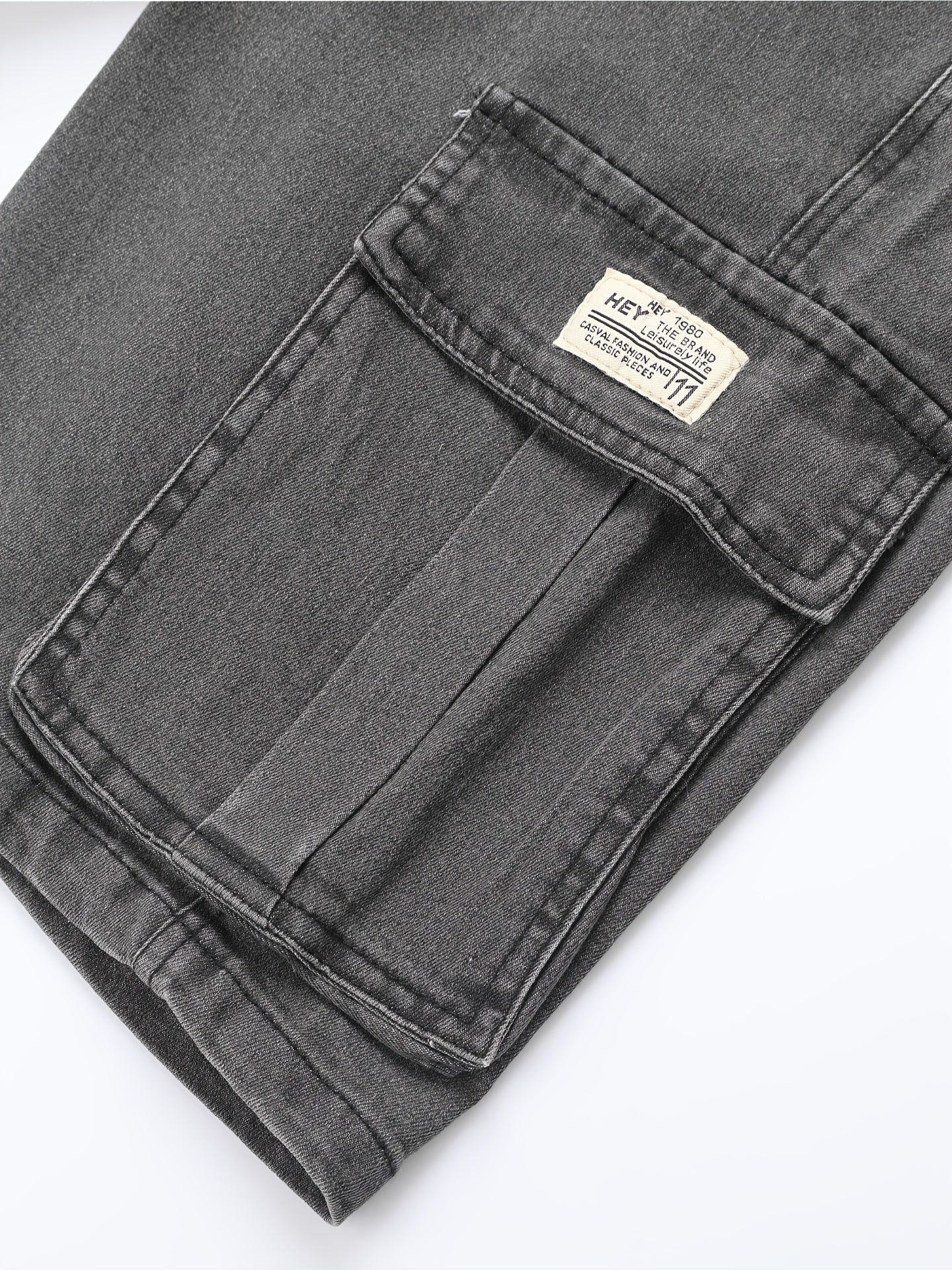 Rovello Washed Cargo Denim Shorts