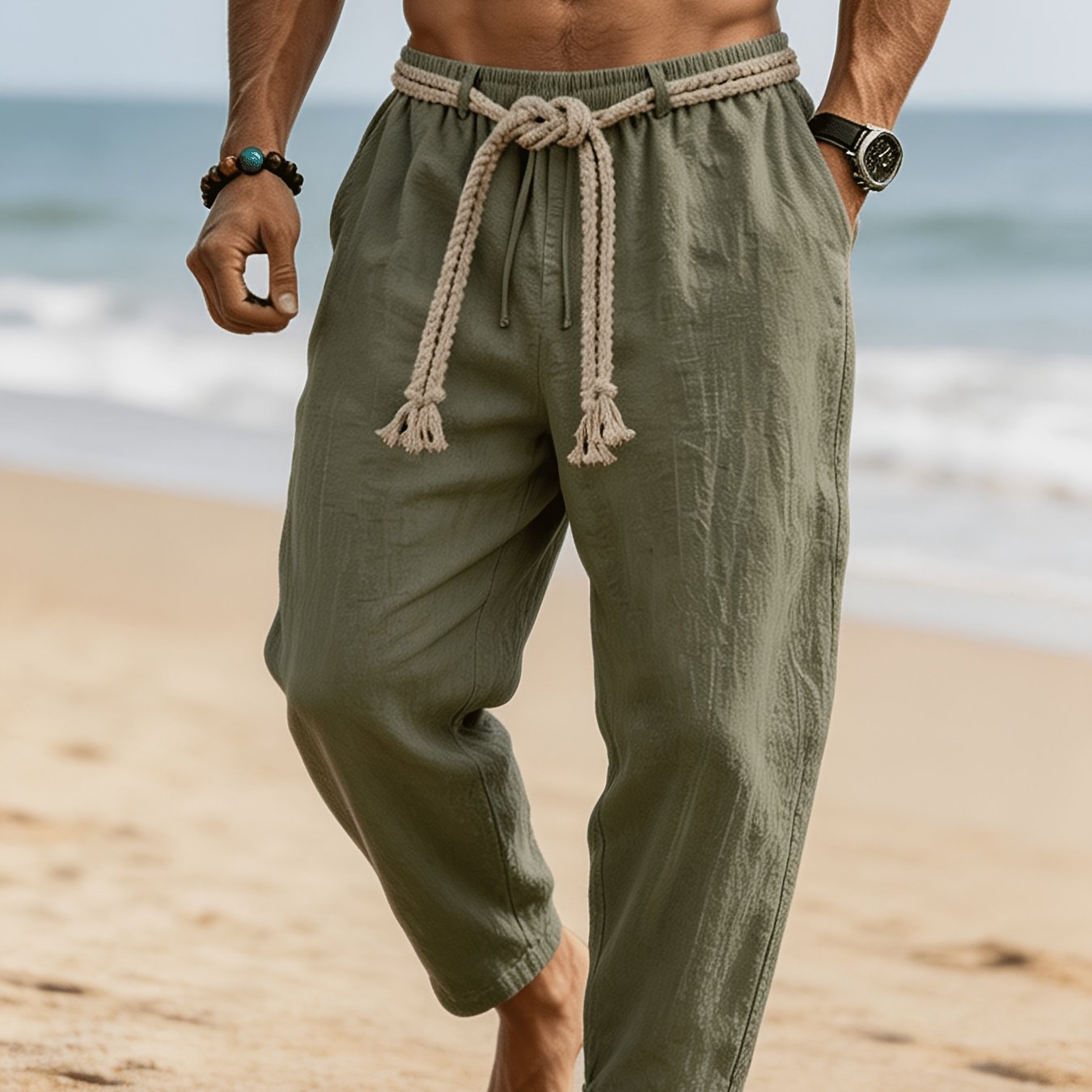 Marvello Linen Drawstring Trousers