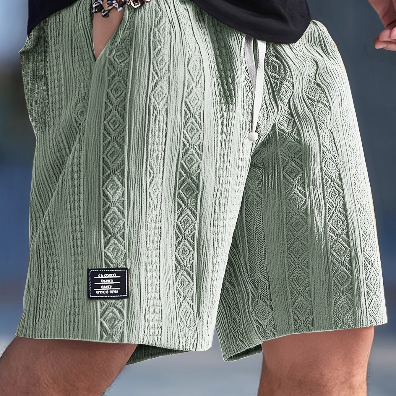 Varenzo Geometric Knit Bermuda Shorts