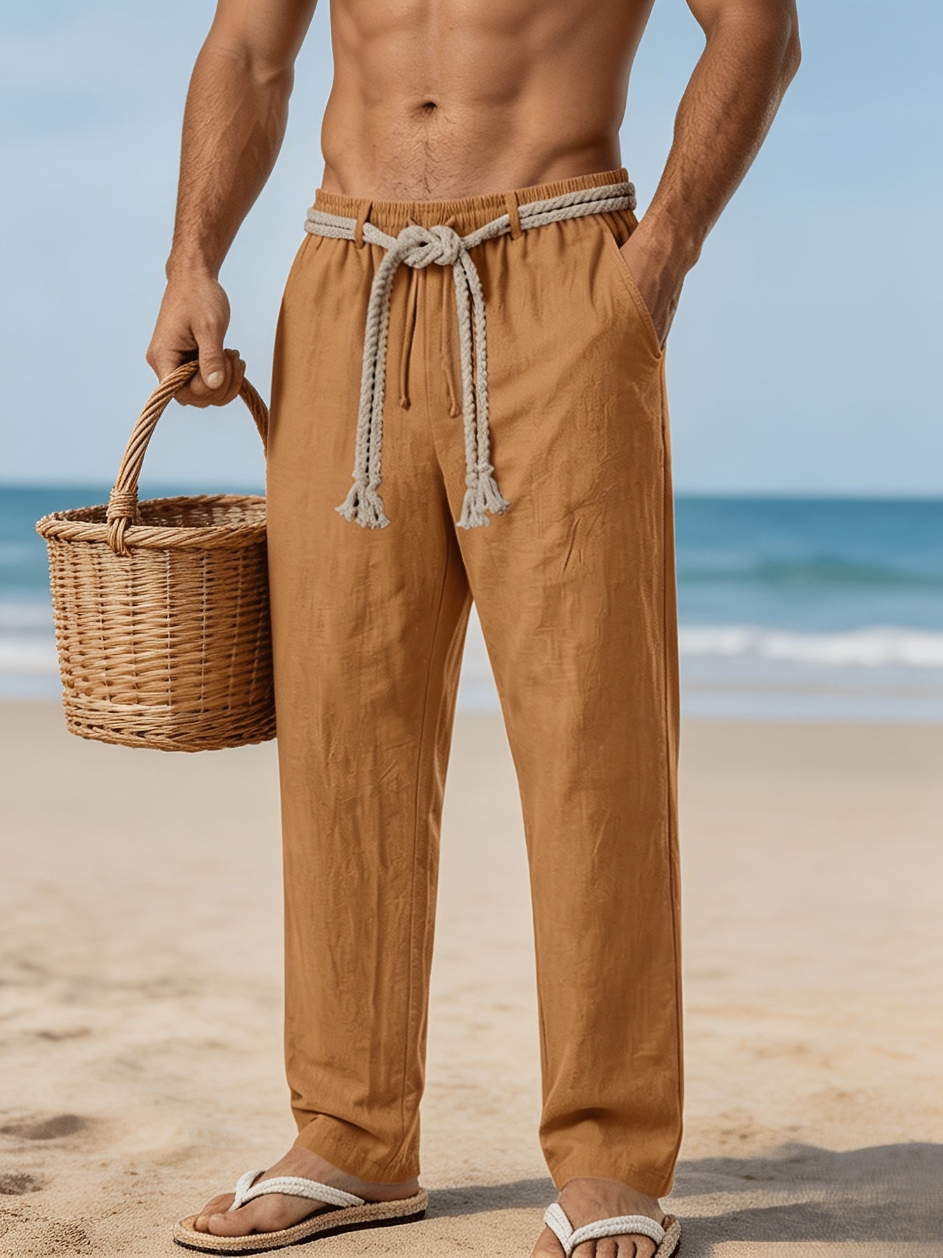 Marvello Linen Drawstring Trousers
