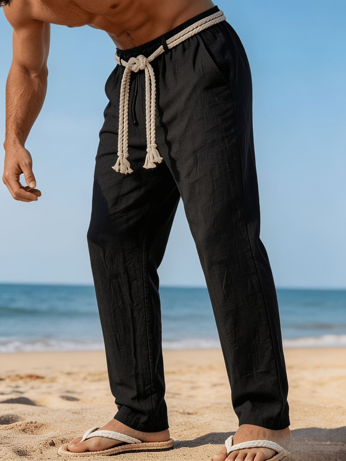 Marvello Linen Drawstring Trousers