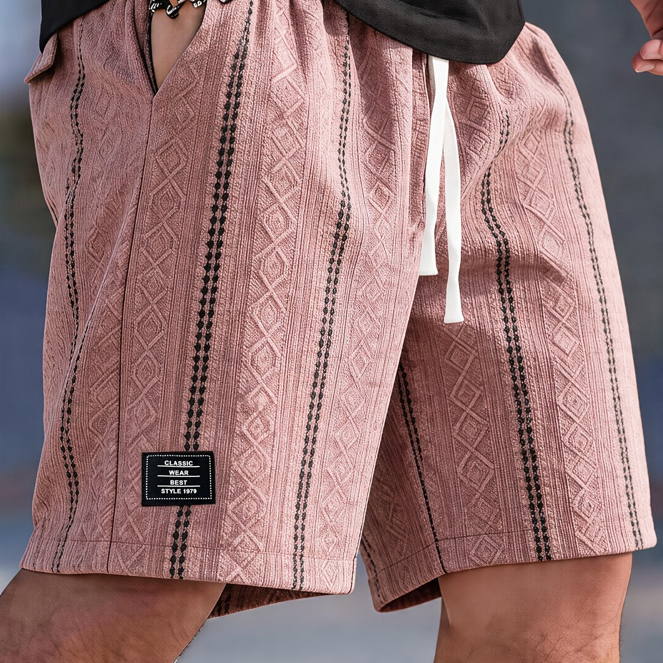 Varenzo Geometric Knit Bermuda Shorts