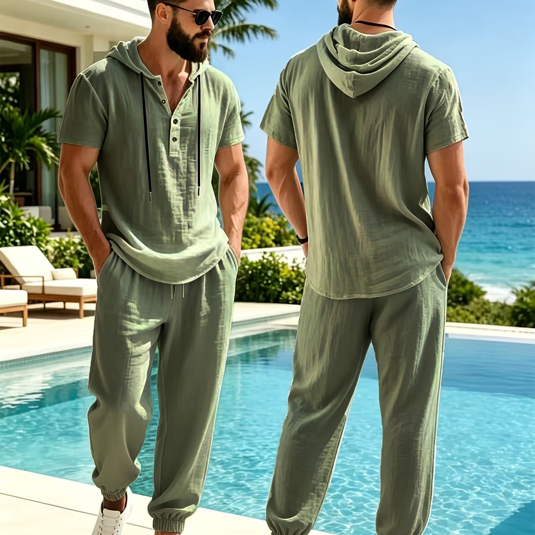 Celestio Linen Hooded Lounge Set